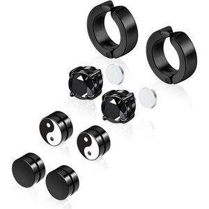 Magnetic Earrings for Men, 4 Pairs Clip on Earrings Stainless Steel
